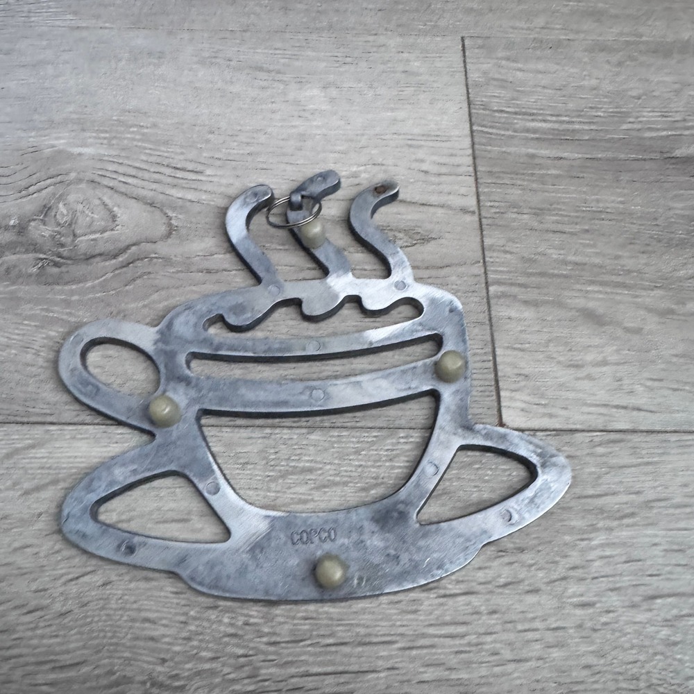 Copco Vintage Cast Aluminum Coffee Cup Trivet Silver Wall Decor Kitchen Hot Pad - Picture 3 of 6